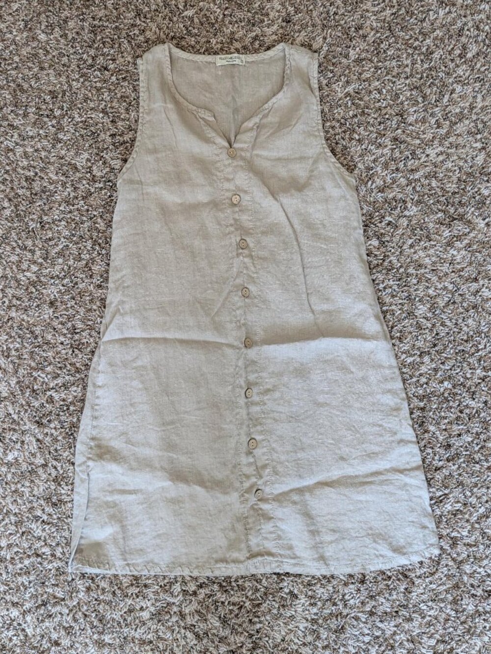 Terzo Millennio Linen Shift Dress in Tan